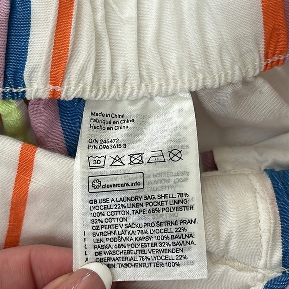 Lemlem H&M Womens High Waist Lightweight Breathable Linen Blend Stripe Shorts S - Picture 10 of 13